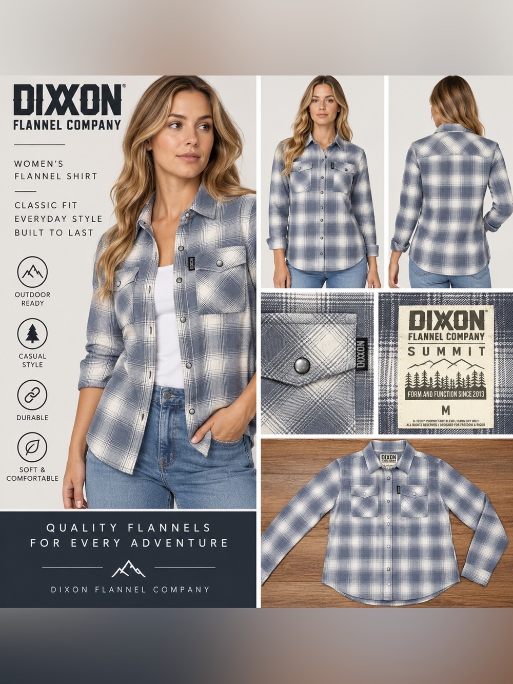 Dixon Women's gray Plaid Flannel Shirt Jacket